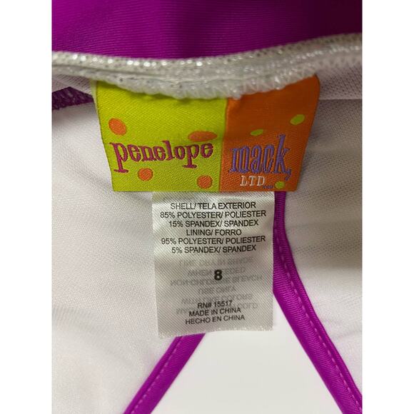 Penelope‎ Mack Girls Swimsuit Size 8 Purple White Silver One Piece NEW - Picture 5 of 5